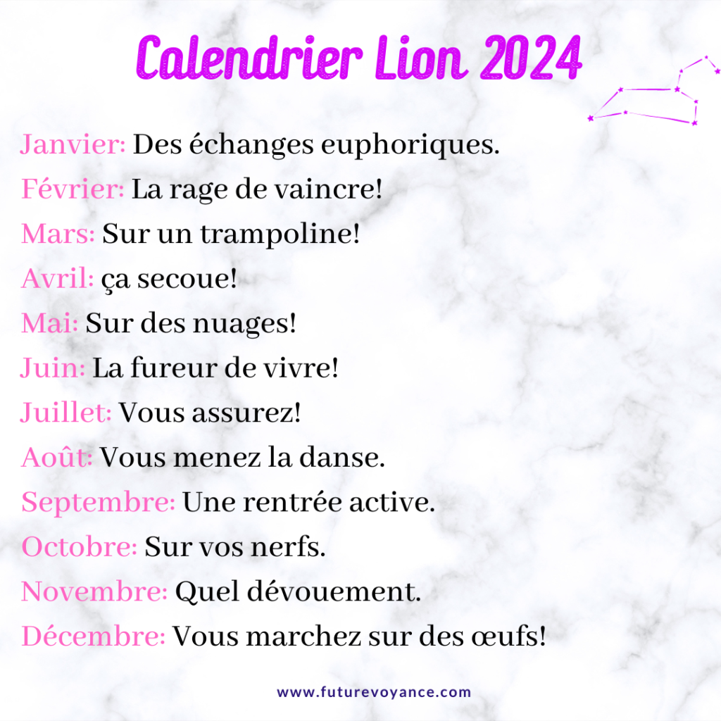 calendrier horoscope lion 2024