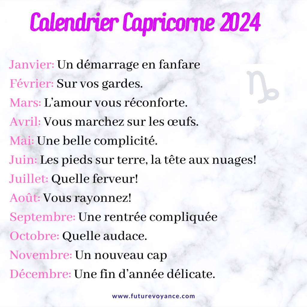 calendrier horoscope capricorne 2024
