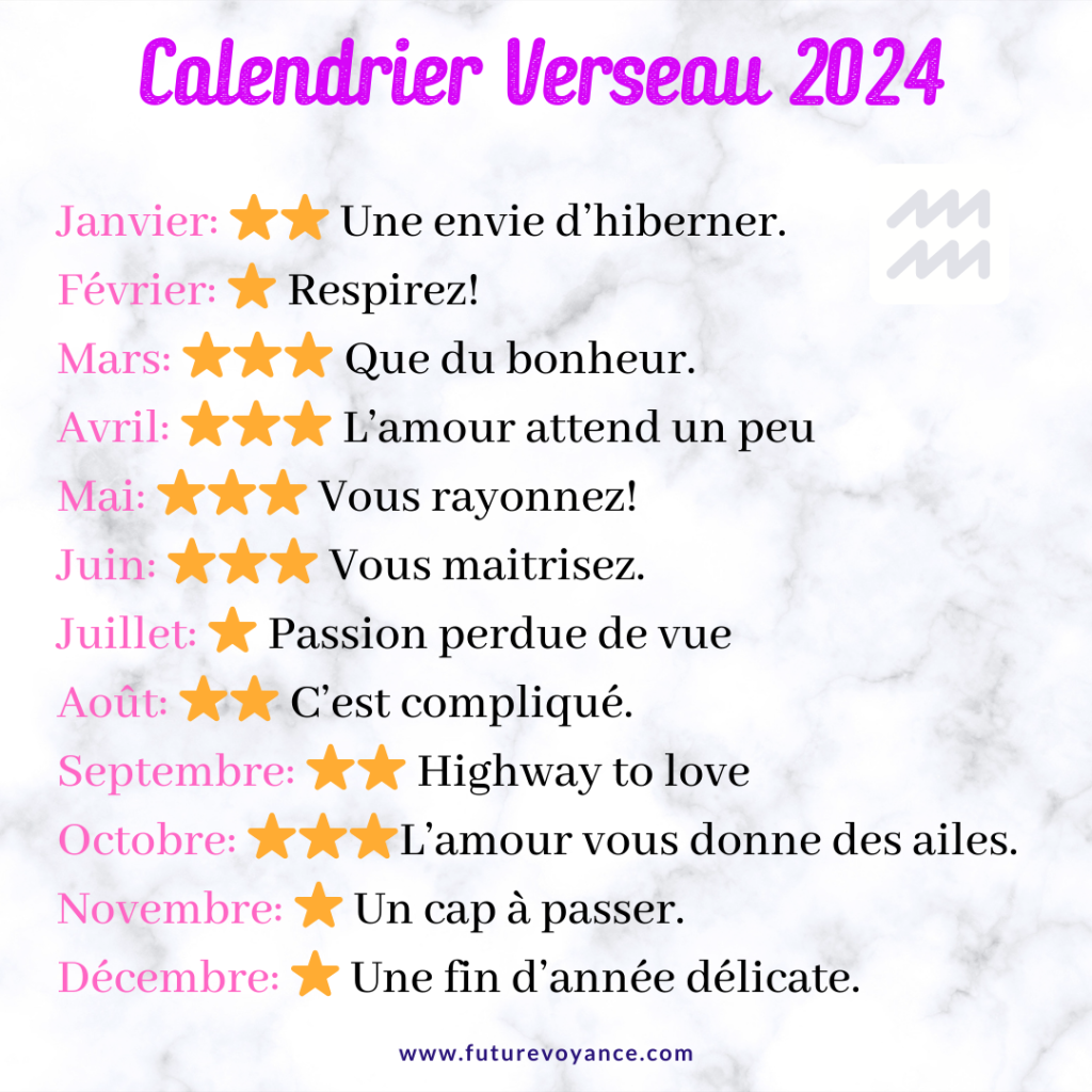 calendrier horoscope verseau 2024
