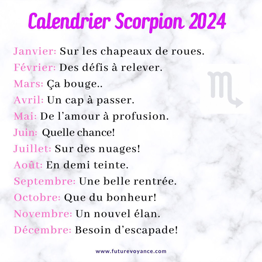 calendrier horoscope scorpion 2024